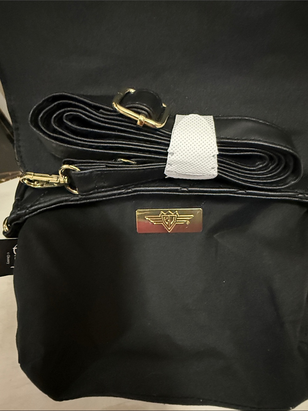 Disney Black Quilted Satchel with Pearl Mickey Accent and Gold Trim - Picture 4 of 4